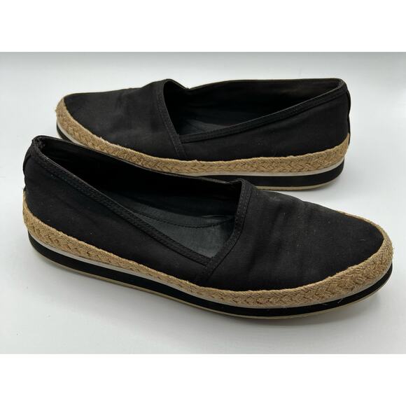 Prada Women 39.5 US 9.5 Sport Slip On Loafers Black Jute Canvas Espadrilles Flat - Picture 13 of 14